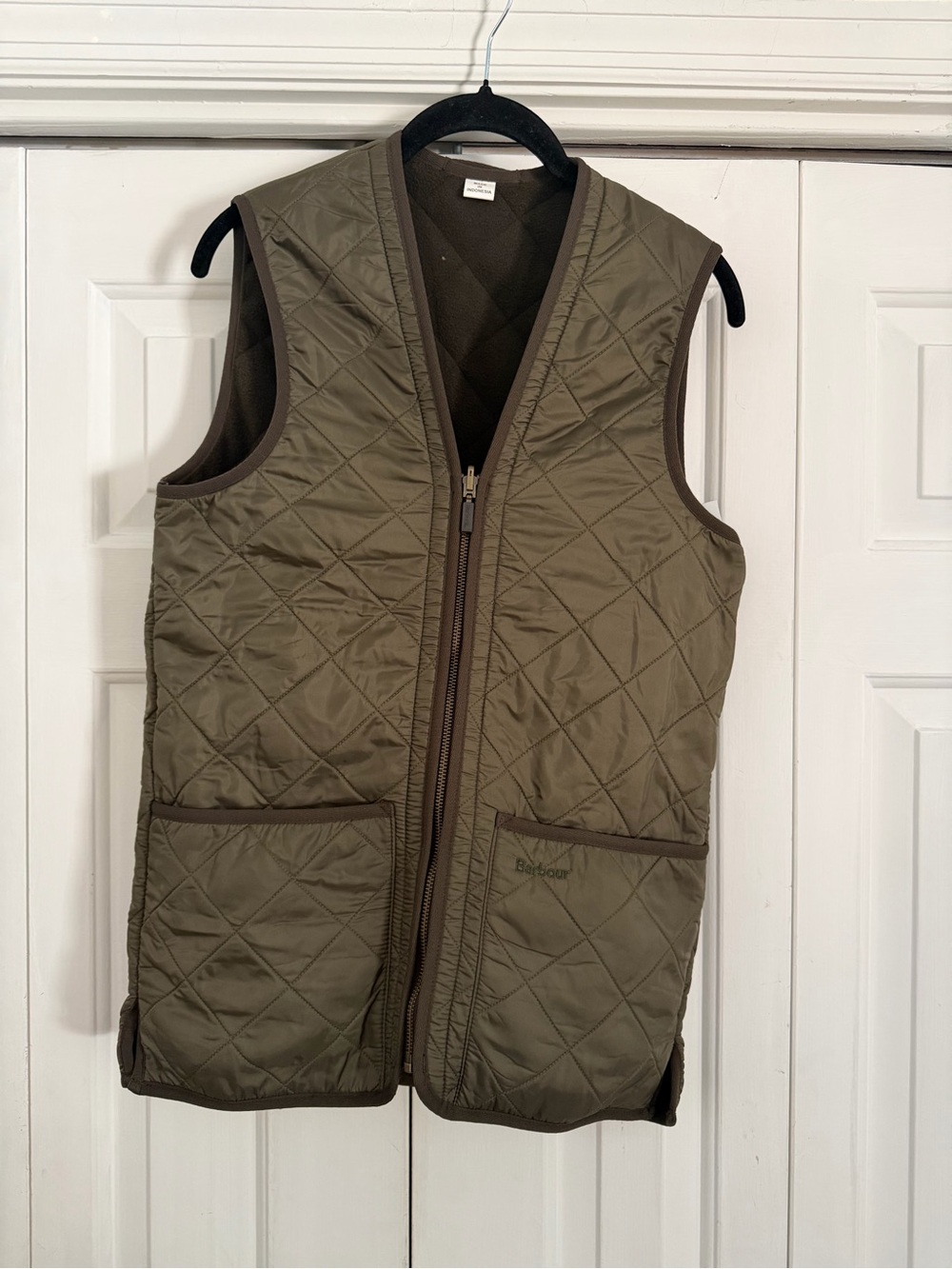 Barbour Men's Polarquilt Zip-In Liner Olive Green Size XS